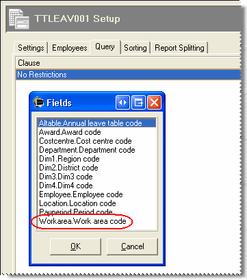 View the new Query field