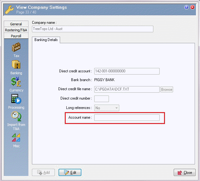Company Settings - Banking