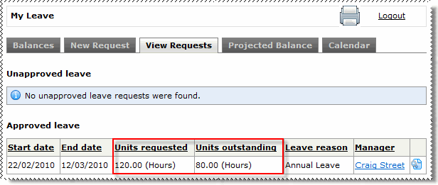 Leave Request Values