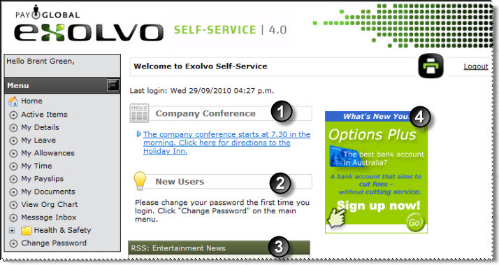 Self Service Homepage