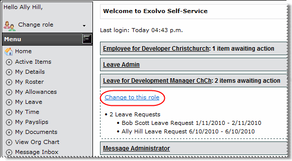 Change to this role
