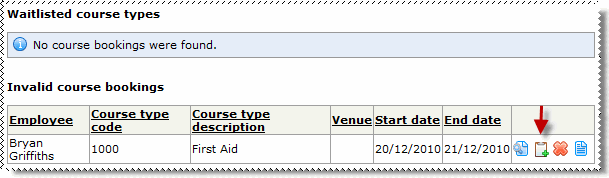 Invalid course