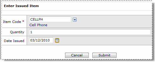 Enter issued item