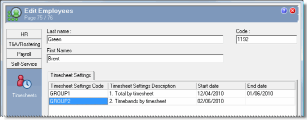 Employee Timesheet Settings - Multiple