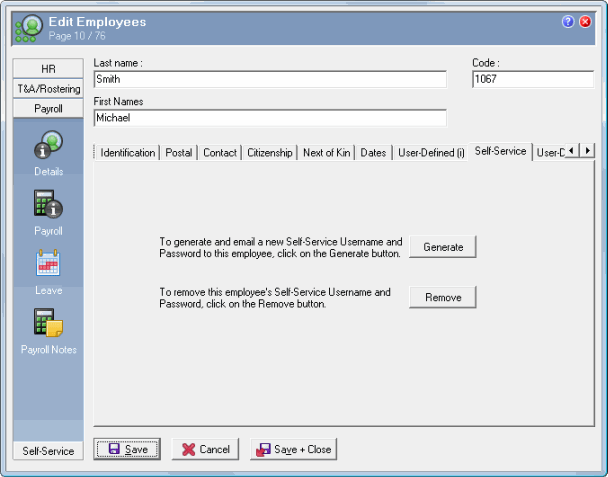 Generate Password for One Employee - Edit Employees