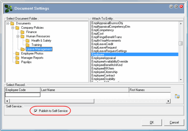Add a Doc and Publish to HRSS - Doc Settings