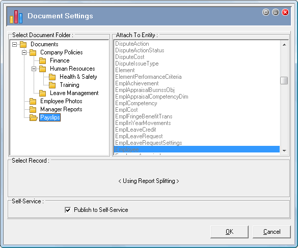 Edit Report Settings - Document Settings