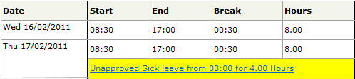 My Roster - Partial Leave