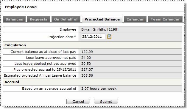 Projected Balance