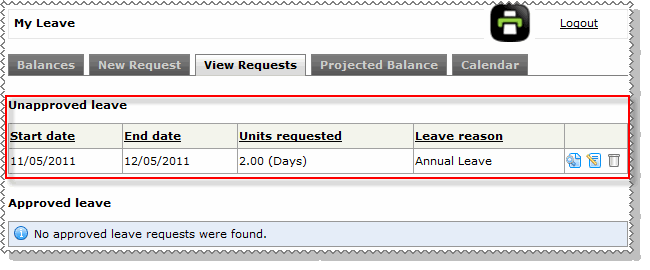 Leave Uploader - View request