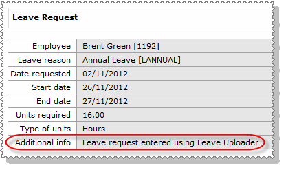 Leave Uploader - View request details