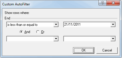 Filter end date