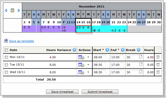 Timesheet two periods - 5