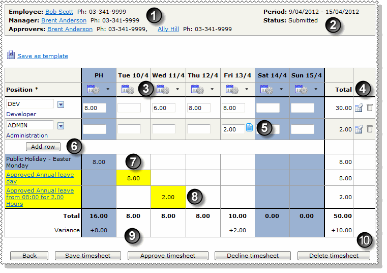 Admin - View the Timesheet