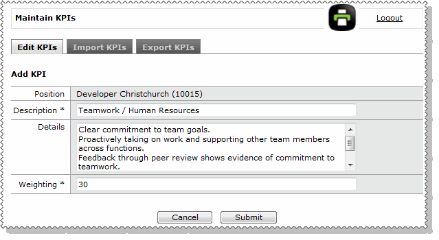 Add KPI