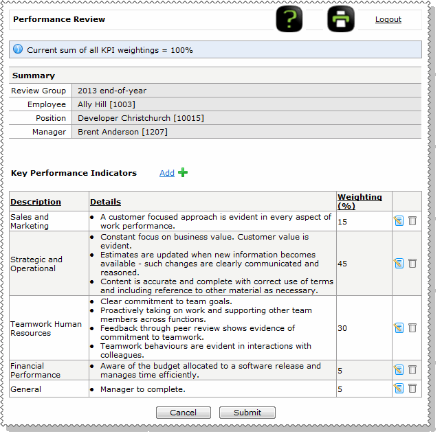 In preparation KPIs
