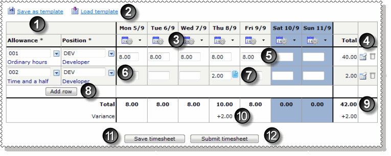 Timesheet Options