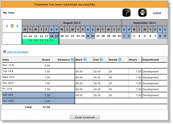 Submit Timesheet G2