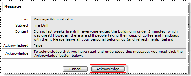 Message Inbox - Message