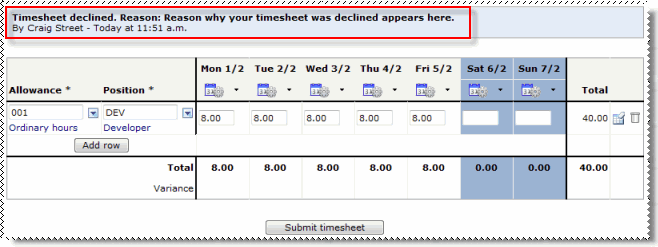 Declined Timesheet G1