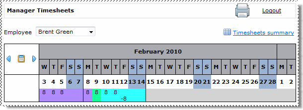 View Timesheets - 1 Employee