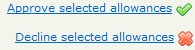 Approve selected allowances