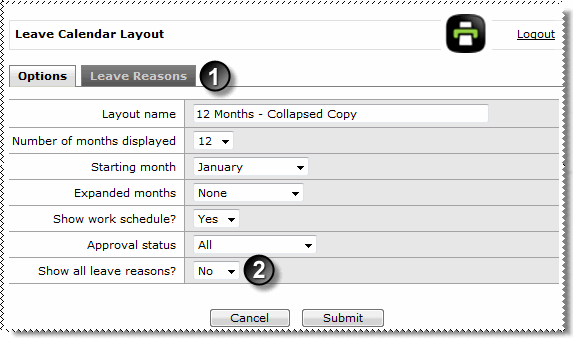Leave Calendar Layout