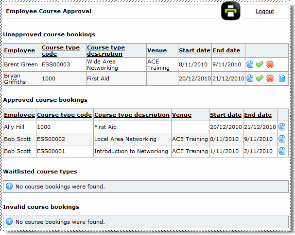 Employee Course Approval