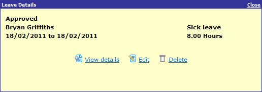 Approved leave popup