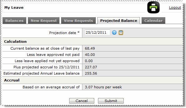 Projected Balance