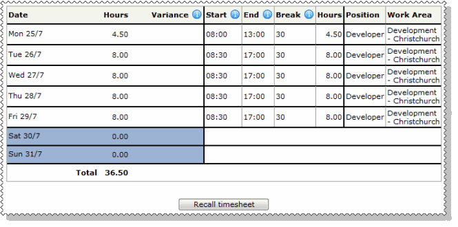 Manager Approved Timesheet