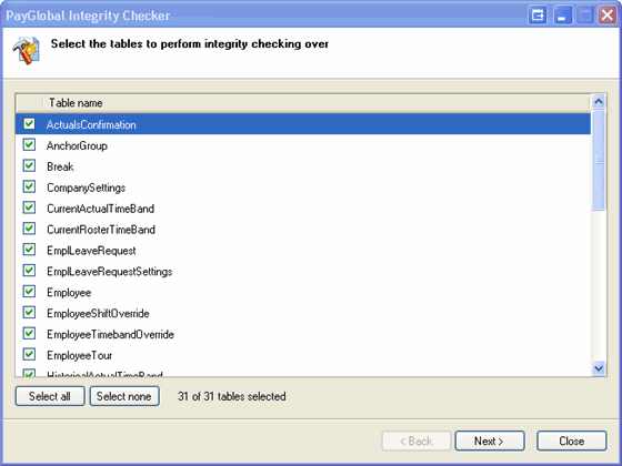 Select HRSS tables